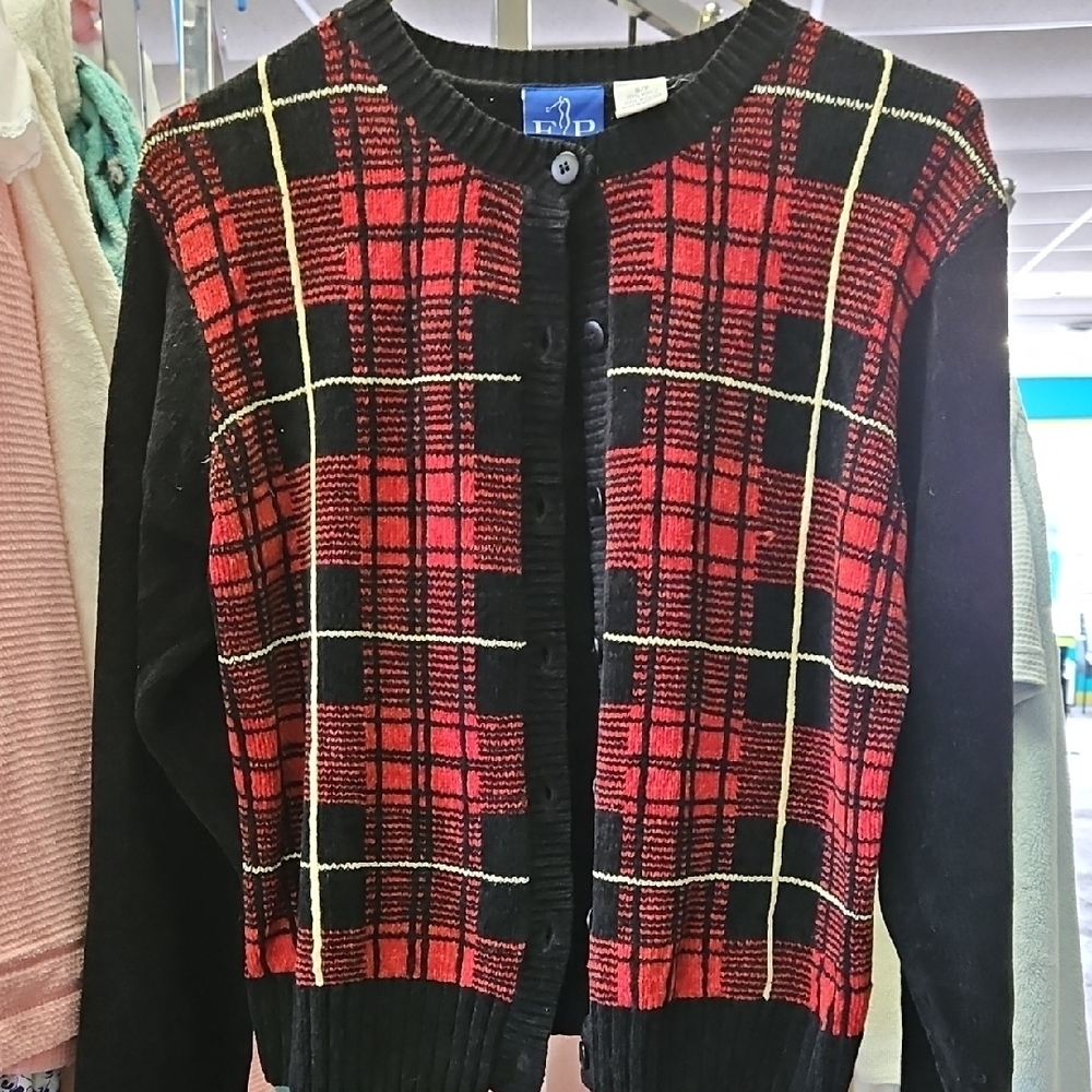 Black and Red Plaid Women's Sweater